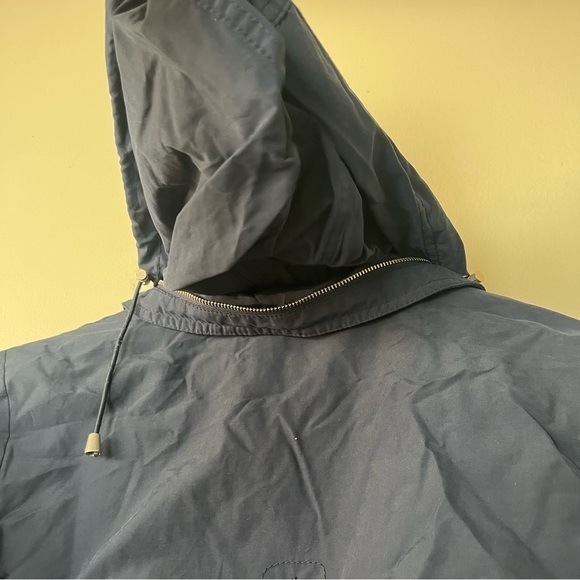 Tommy Hilfiger Zip Up Snap Navy Rain Jacket with Hood Medium - Picture 8 of 10